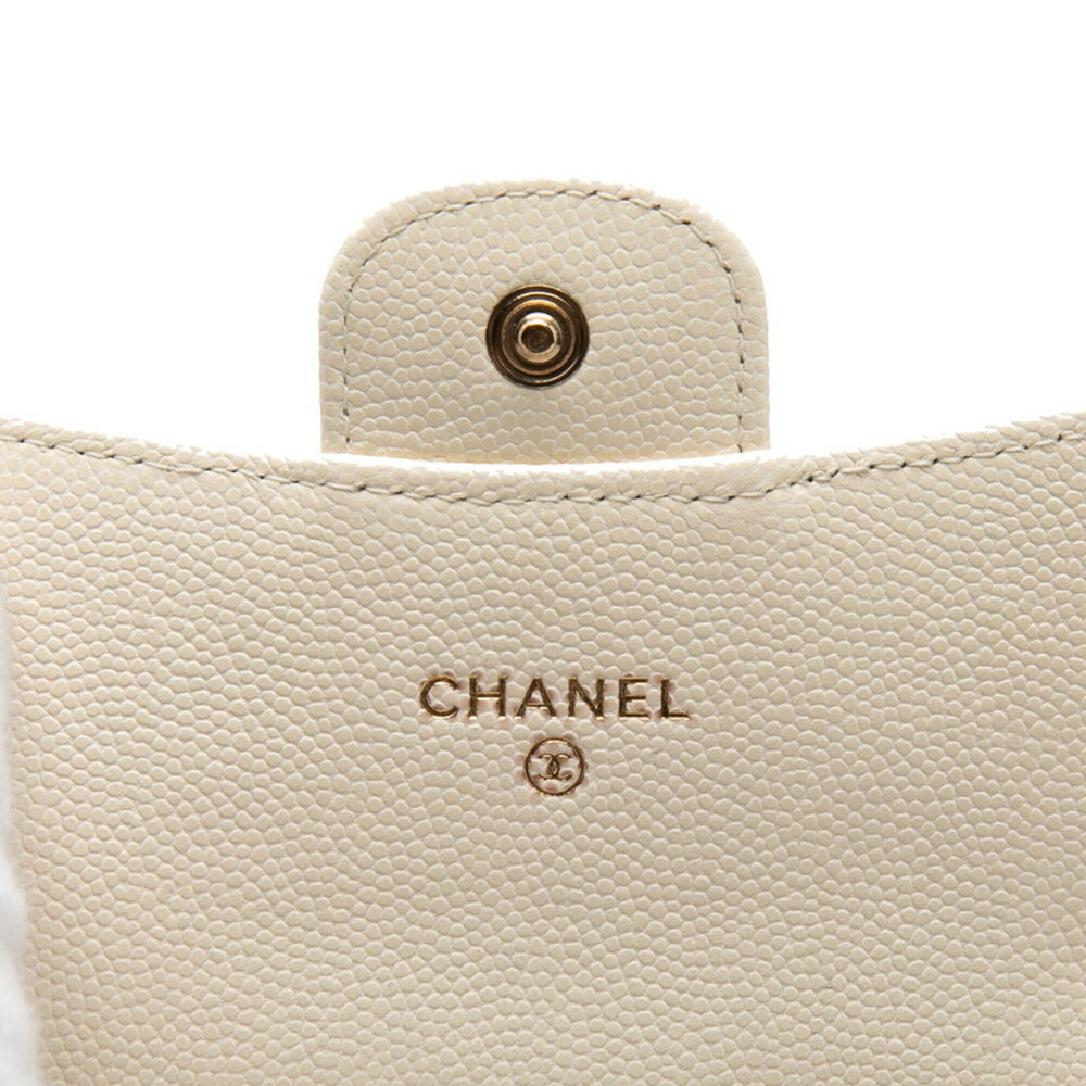 CHANEL White Caviar Leather Logo Wallet - Picture 5 of 7
